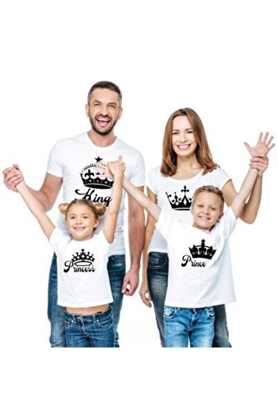 gold fotoğrafçılık King Queen Prince Princess Printed 4-Piece Family Size T-S...