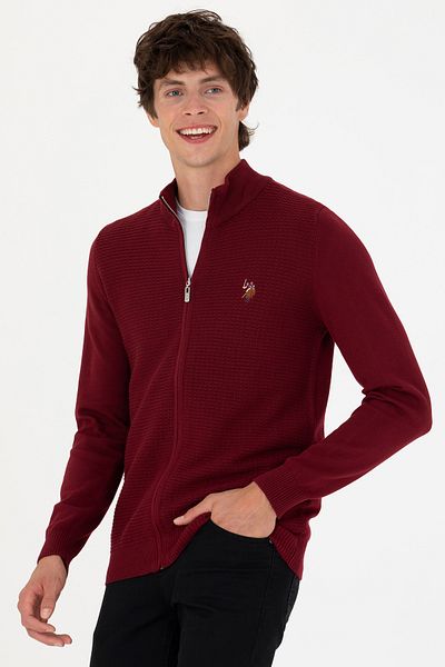 U.S. Polo Assn. Ανδρική ζακέτα Claret Red Basic Knitwear 50268938 -VR014