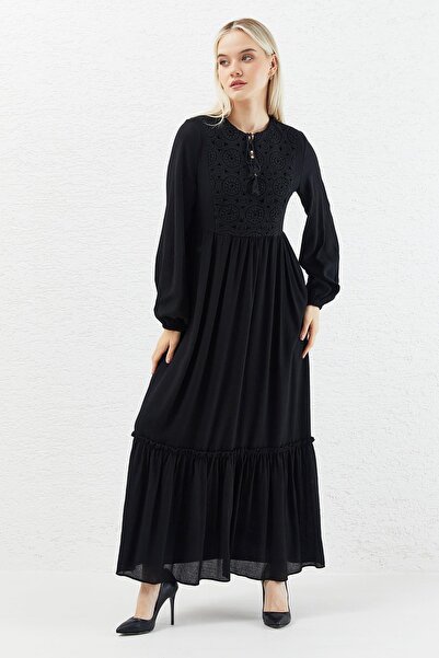 MODAJİN Dadali Lace Front Tassel Dress Black