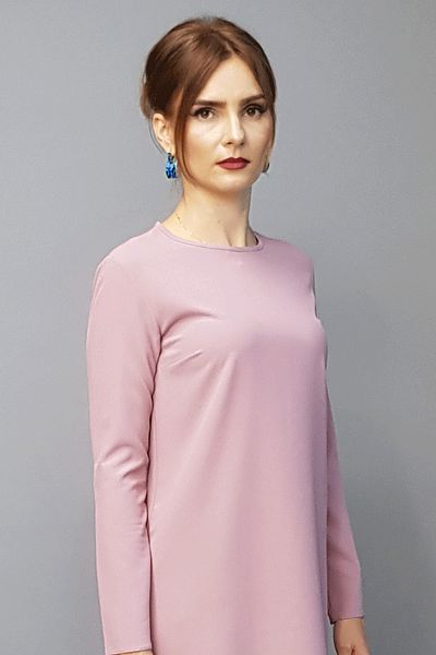 ÖNDER ÖZSOY O-Neck Long Sleeve Blouse-Powder