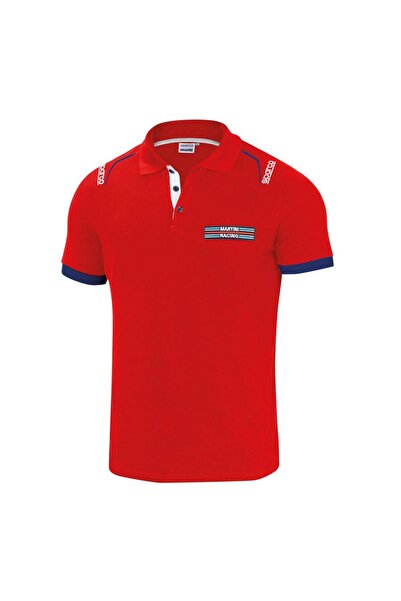 Sparco Martini Racing XL Red Polo T-Shirt Embroidered Slim Fit Men's T-Shirt