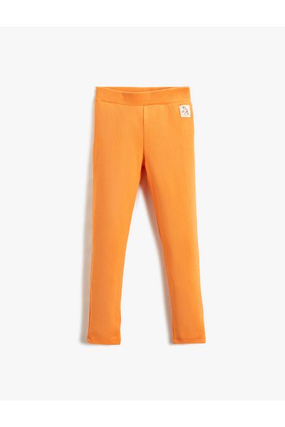 Koton Basic Ribbed Leggings with Elastic Waist Label Detail