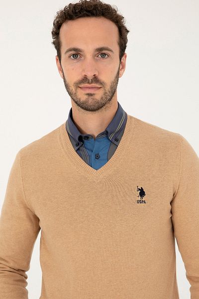 U.S. Polo Assn. Men's Sand Melange Basic Sweater 50269002 -Vr123