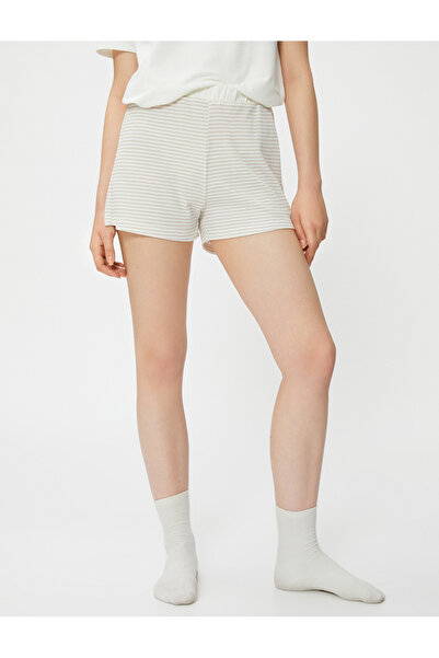 Koton Pajama Bottoms Shorts Textured Viscose Blend with Elastic Waist