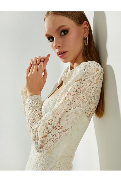 Koton Mini rochie de mireasă din dantelă cu fundă