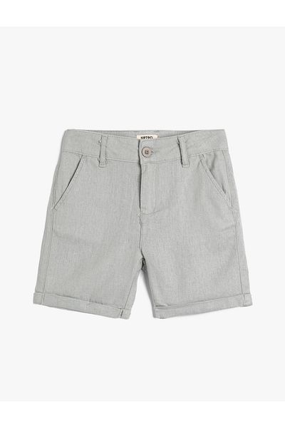 Koton Linen Shorts Buttoned with Pockets