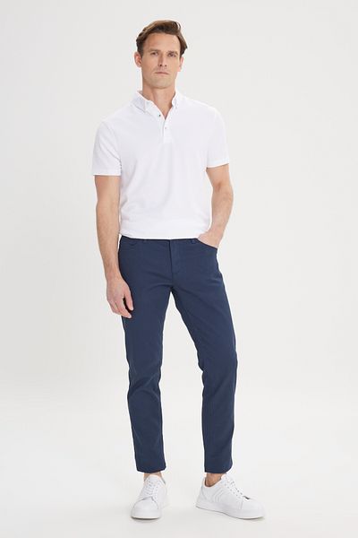 ALTINYILDIZ CLASSICS Men's Navy Blue Slim Fit Slim Fit 5 Pocket Dobby Flexible Trousers