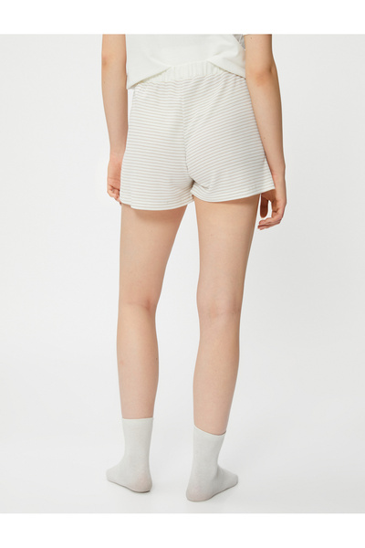 Koton Pajama Bottoms Shorts Textured Viscose Blend with Elastic Waist