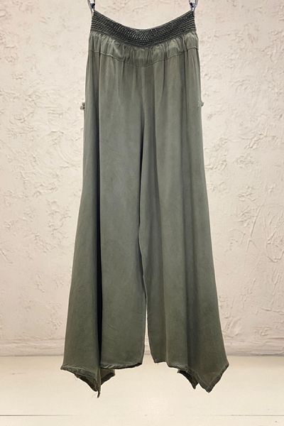 sahnemoda Lace Detailed Pocket Tasseled Voile Trousers - Wide Leg