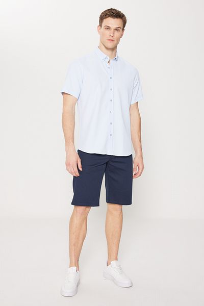ALTINYILDIZ CLASSICS Ανδρικό σορτς Seersucker με λεπτή εφαρμογή Navy Blue με λεπτή εφαρμογή στο πλάι