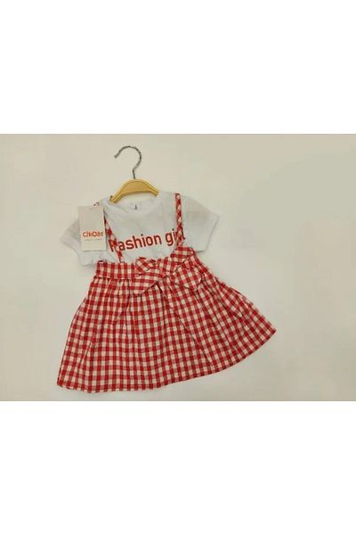 Çikoby 6-36 Months Girl's Dress Checkered Printed Woven