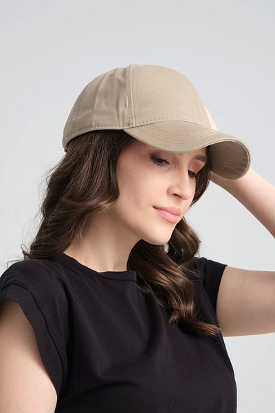 robanu Stone Colored Gabardine Sports Cap Hat - Adjustable Buckle and Mosaic Pattern