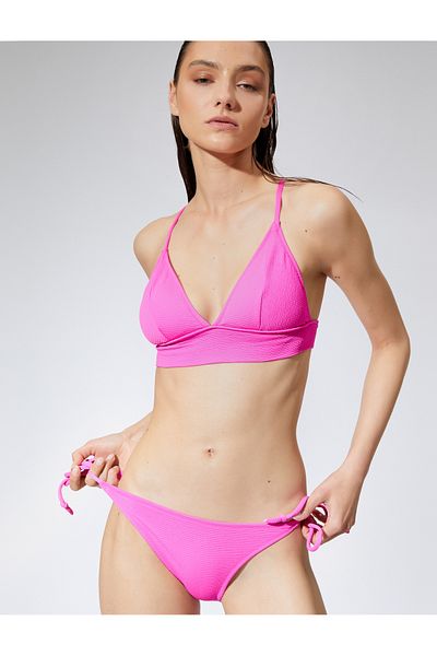 Koton Brasilianisches Bikini-Unterteil mit Basic-Struktur und seitlichem Bindedetail