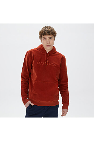 Nautica Erkek Turuncu Standart Fit Kapüşonlu Sweatshirt