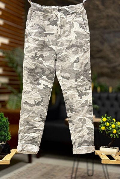 sahnemoda Kamuflaj Desen Bel Latikli İtalyan Pantolon