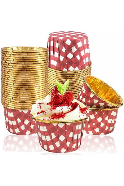 Tinky Winky Gold Red Plaid Muffin Cake Capsule 10 Pieces