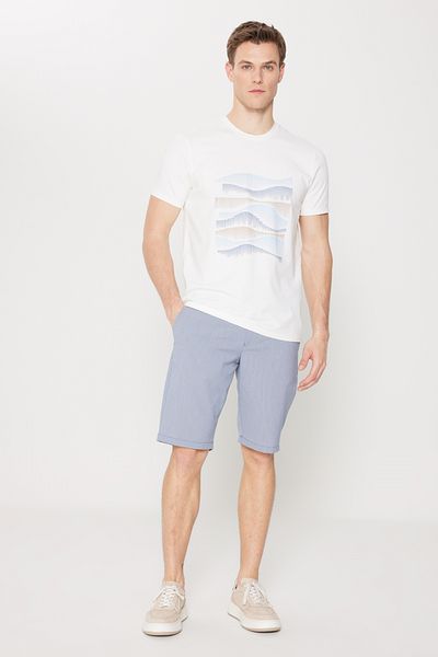 ALTINYILDIZ CLASSICS Men's Navy Blue Slim Fit Slim Fit Side Pocket Seersucker Patterned Shorts