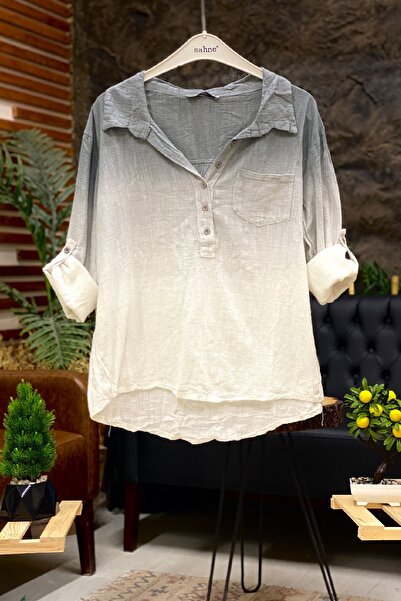 sahnemoda Batik Pattern Collared Half Buttoned Shirt