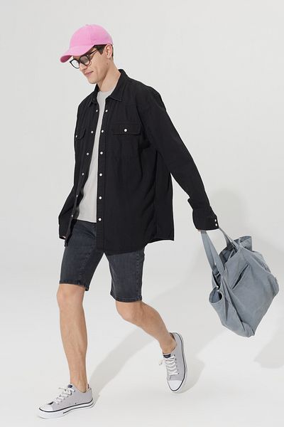 AC&Co / Altınyıldız Classics Men's Gray Slim Fit Slim Fit Cotton Stretchy Denim Shorts