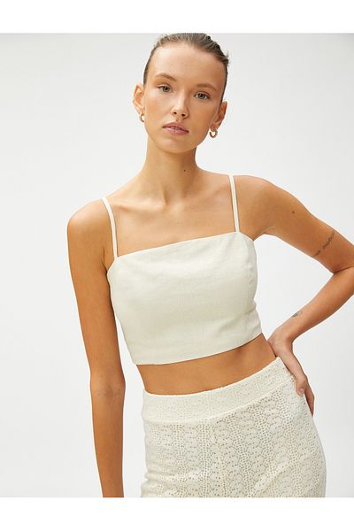 Koton Crop-Bluse aus Leinenmischung