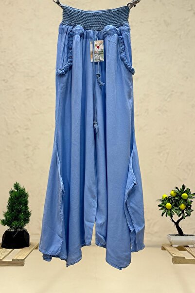 sahnemoda Штани з мереживними деталями та кишенями з бахромою - широкі штанини