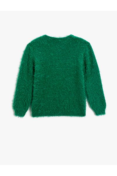 Koton Plüschpullover mit Pailletten und Pailletten, Rundhalsausschnitt und langen Ärmeln