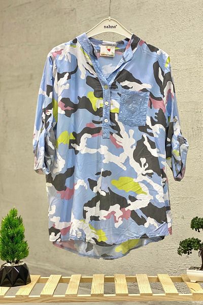 sahnemoda Cămașă de camuflaj cu guler judecător - guler cu paiete și nasturi
