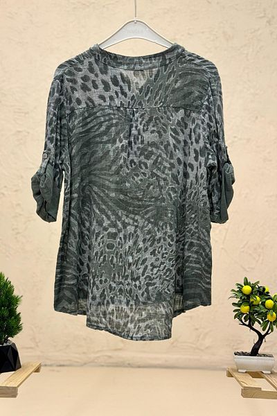sahnemoda Cămașă de in importată - model leopard, 3 nasturi