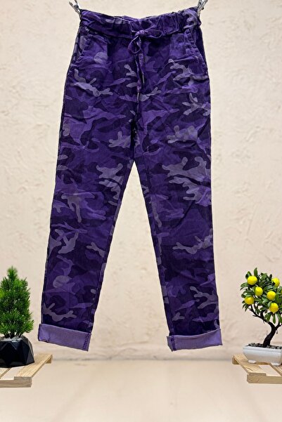 sahnemoda Kamuflaj Desen Bel Latikli İtalyan Pantolon