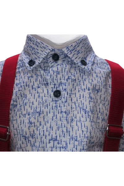 fancykidsantalya Boy's Holiday Shirt White-Blue Color