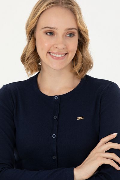 U.S. Polo Assn. Γυναικεία πλεκτή ζακέτα Navy Blue - Basic Model 50269011 -VR033