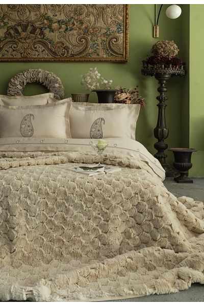 Apricitas HOME Double Bed Set with Cover Silverfox Ecru - Bedside