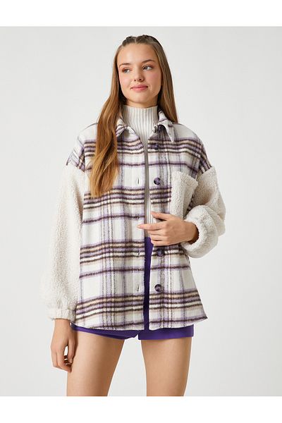 Koton Drevorubačská košilová bunda Oversize Detailní zapínání do kapsy