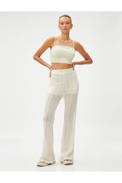 Koton Crop-Bluse aus Leinenmischung