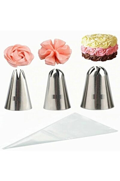 greenmakina Gül,yıldız,çiçek 3’lü Krema Şanti Sıkma Ucu 6 Adet Krema Sıkma To...