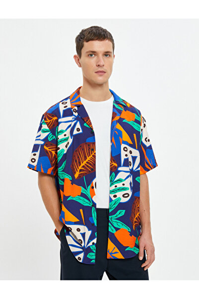 Koton Gömlek Kısa Kollu Devrik Yaka Floral Desenli