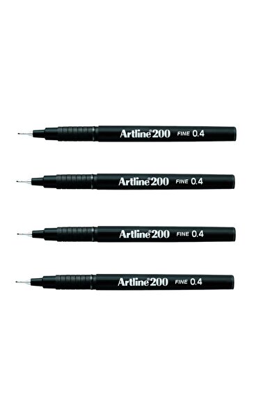 artline ARTLINE 200N - قلم كتابة رفيع أسود (4 قطع)