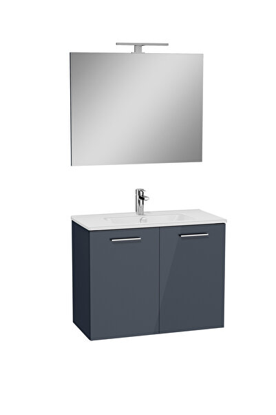 VitrA Ardea 69560 Banyo Dolabı Seti, Kapaklı, 80 cm, Parlak Antrasit