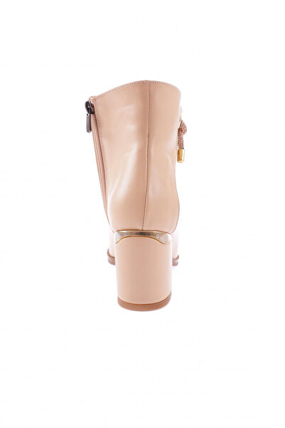 DGN Kadın Siler Taş Ipli Yandan Fermuarlı Topuklu Bot Nude 5182534