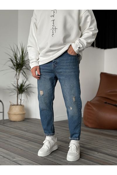 BYBASICMAN Dark Blue Ripped Boyfriend Ke-562/09/081/165/469