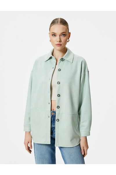 Koton Süet Gömlek Ceket Düğmeli Klasik Yaka