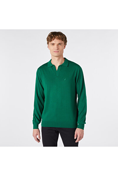 Nautica Erkek Yeşil Standart Fit Polo Yaka Triko