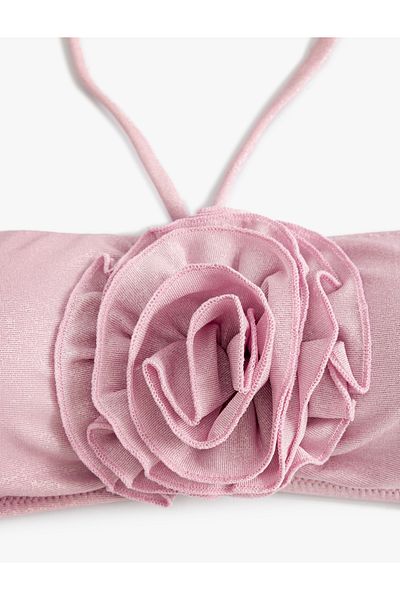 Koton Trägerloses Bikinioberteil mit Rosenapplikation, detailliertem Träger und gepolstertem Detail