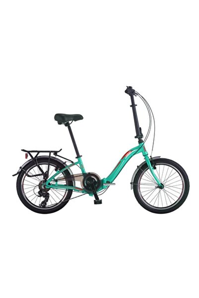 Salcano SLCN200 20 V Fren 7 Vites 20 Jant Katlanır Bisiklet Mat Turkuaz Kırmızı