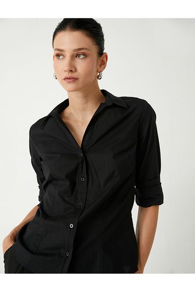 Koton Bavlněná košile Slim Fit Classic s dlouhým rukávem