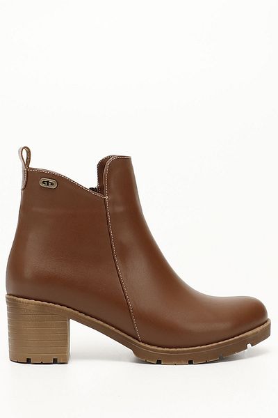 GÖNDERİ(R) Women/Girls Tan Zippered Thick Heeled Boots