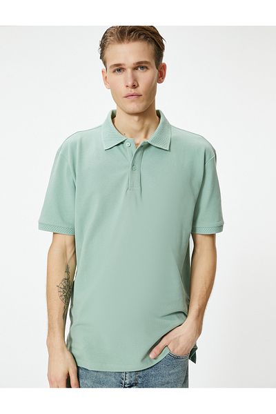 Koton Tričko Slim Fit s krátkým rukávem a knoflíkem