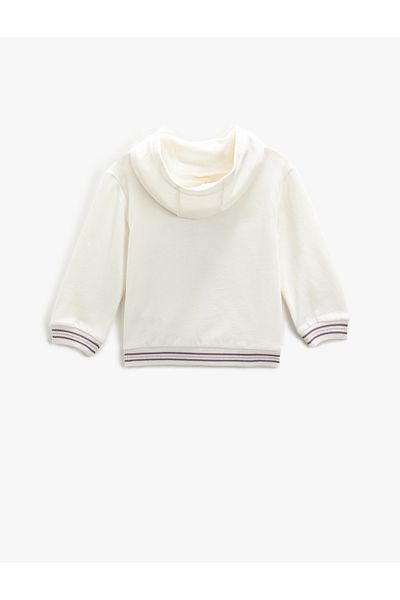 Koton Unicorn Printed Hooded Sweatshirt with Ribbon Long Sleeve