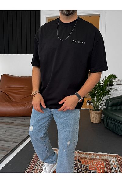 BYBASICMAN Respect Printed Black T-Shirt - Pm-131