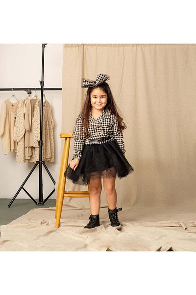 rg kidsstore Παιδικό φόρεμα με βαμβακερό στάμπα - βολάν και κορδέλα